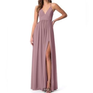 Azazie Aaida A-Line Chiffon Floor-Length Dusty Rose Bridesmaids Dress